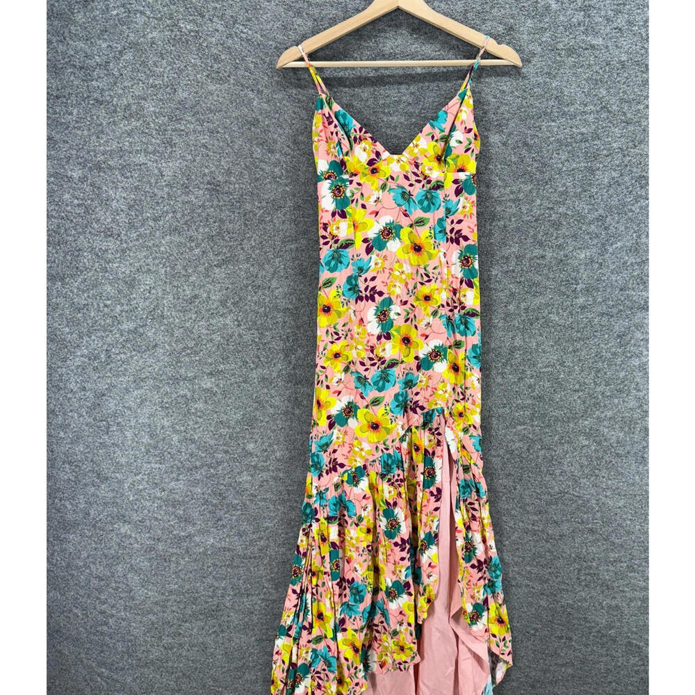 Aidan Mattox Dress Women 2 Pink Floral Maxi Long V-Neck Sleeveless Lined Casual